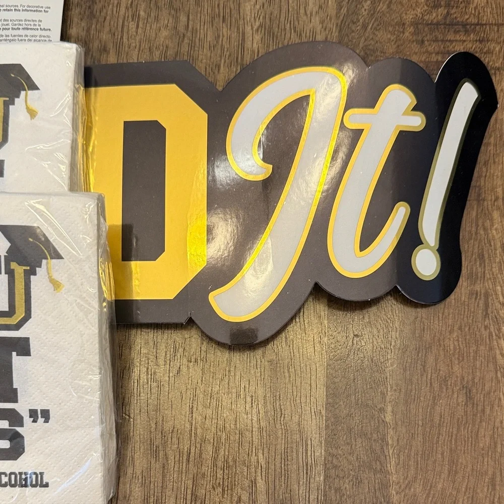 Graduation Party Plates & Napkins Set - White & Gold